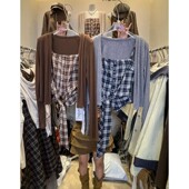 新款 纯欲风格 子吊带开衫 十三行2025秋装 两件套女叠穿上衣背心套装