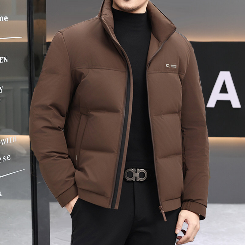 羽绒服男冬季新款加厚保暖白鸭绒外套中青年休闲立领面包服上衣