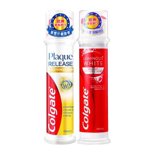 高露洁直立管耀白去渍亮白牙膏100ml 按压式含氟清新口气减牙渍味