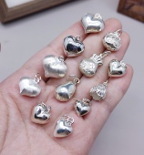 798 S925纯银爱心福袋吊坠滴流手链项链配件diy材料100元 包邮