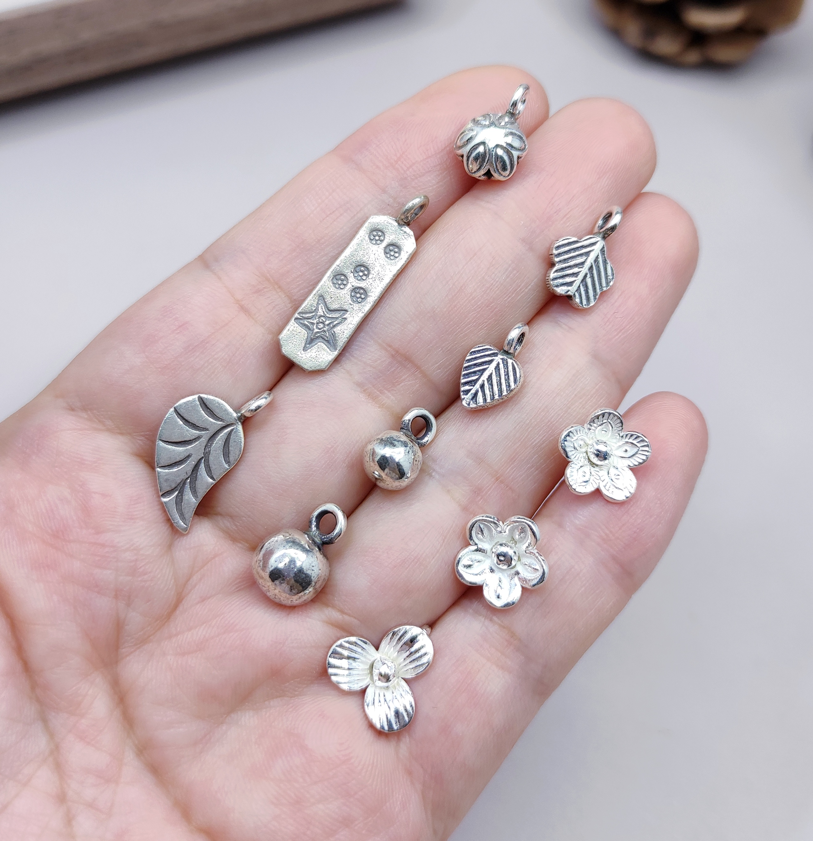 泰国清迈手工银花吊坠手链项链配件diy手作材料100元包邮649 98