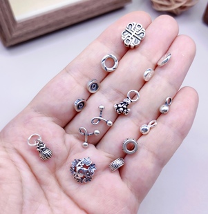 S925纯银盘缠隔片手链项链配件diy手作材料吊坠100元包邮628 8