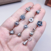 698 S925纯银手链项链小吊坠滴流配件散珠diy串珠材料100 包邮