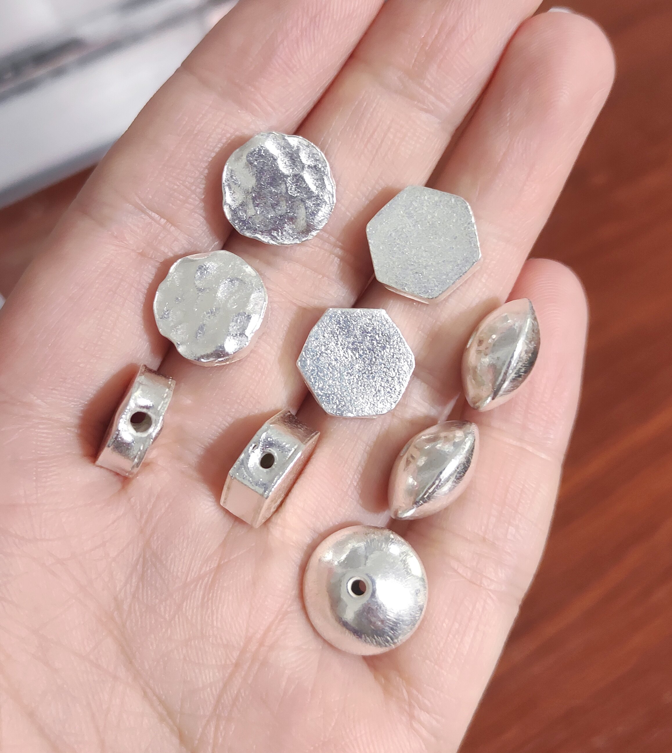 泰国清迈手工银飞碟手链项链配件diy手作串珠材料100元包邮179 1