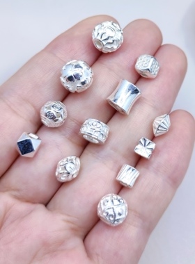 S925纯银白色飞碟隔片手链项链配件diy手作材料100元包邮585 4