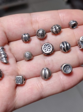 S925纯银手链项链小配件散珠diy串珠材料配饰配件100元包邮349 4