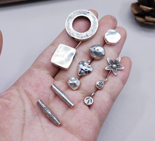 泰国清迈手工银笑脸手链项链配件diy手作材料散珠100元包邮570 0