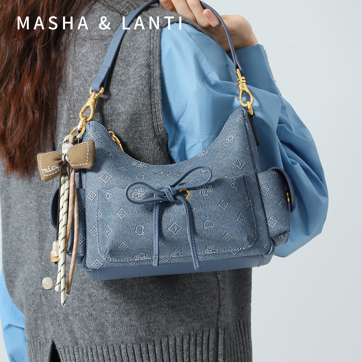 马莎兰缇丹宁牛仔原创腋下包