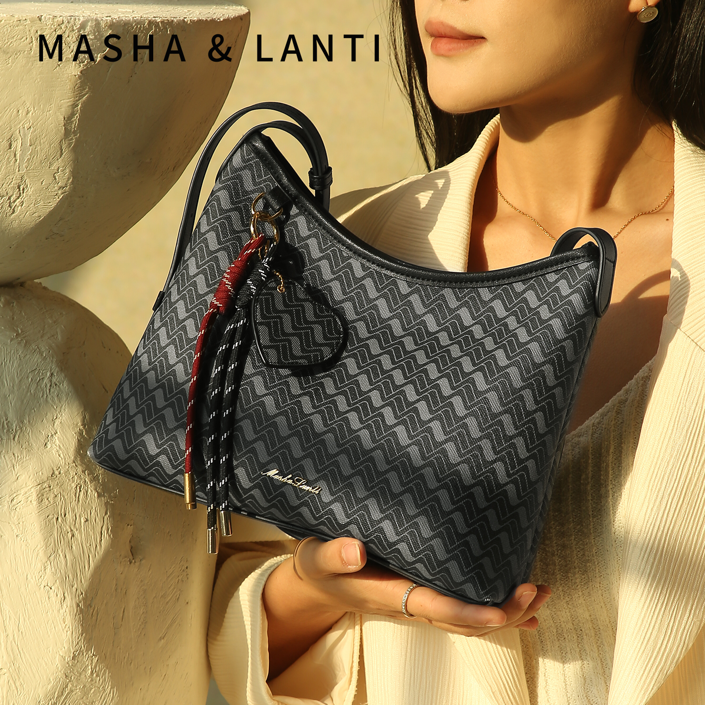 马莎兰缇【越过山海】2026新款高级感心浪包HOBO腋下包托特大包女,箱包皮具/热销女包/男包,腋下包,淘宝优惠券,粉丝福利购,淘宝优惠卷