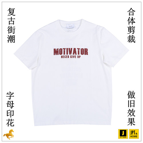 字母印花卡通图案短袖圆领T恤