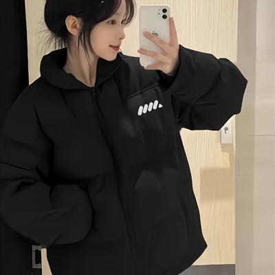 黑色立领羽绒棉服女大童