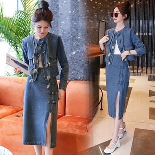 潮流气质大气牛仔套装 时尚 套裙 新款 2023年秋季