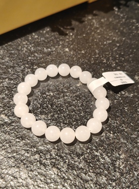 天然7A和田玉白圆珠手串女款