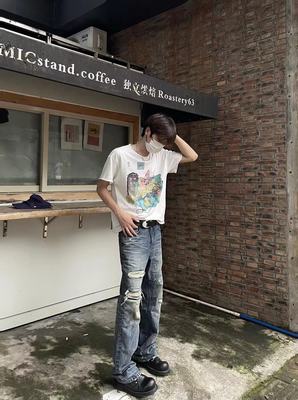 Baseplate 日产岗山重工水洗破坏刺子补丁微喇百搭Dirtyfit牛仔裤