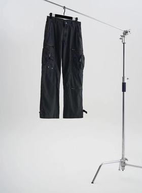 Baseplate 重工多口袋拉链工装宽松微喇水洗立裁cleanfit工装裤