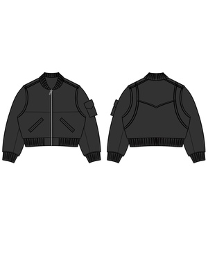 Baseplate 复古休闲短宽廓形垫肩活页皮外套飞行夹克Ma1 Bomber