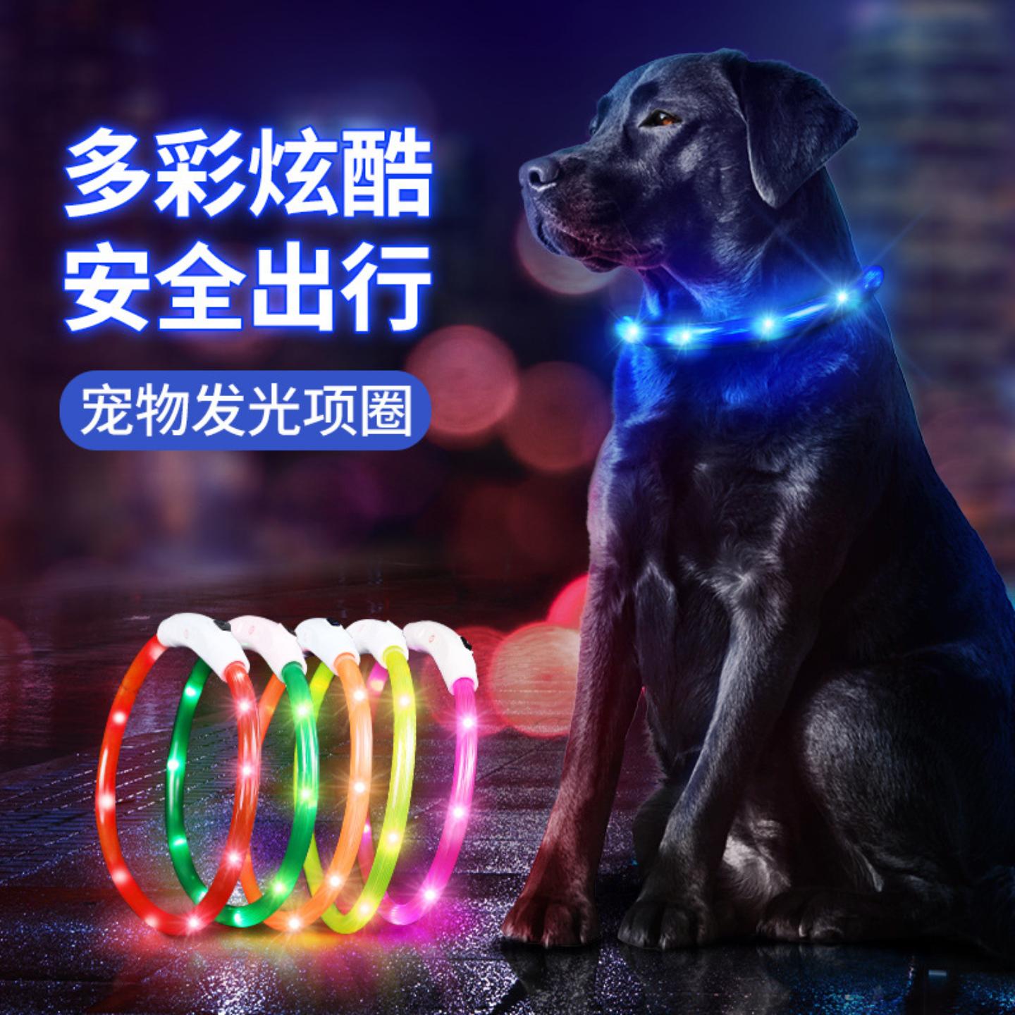 狗狗发光项圈夜间夜光遛狗亮灯