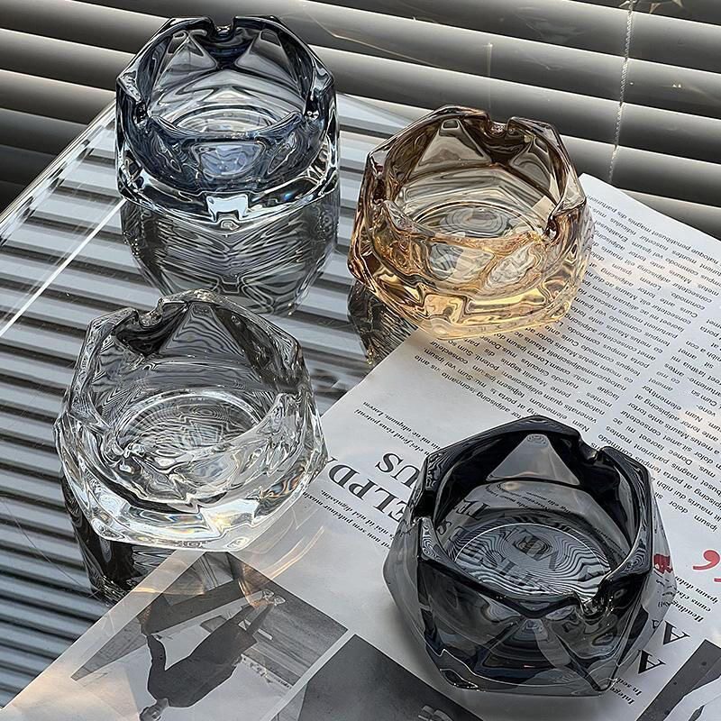 家用创意玻璃烟灰缸轻奢潮流客厅高端烟缸办公室精致时尚水晶烟盅