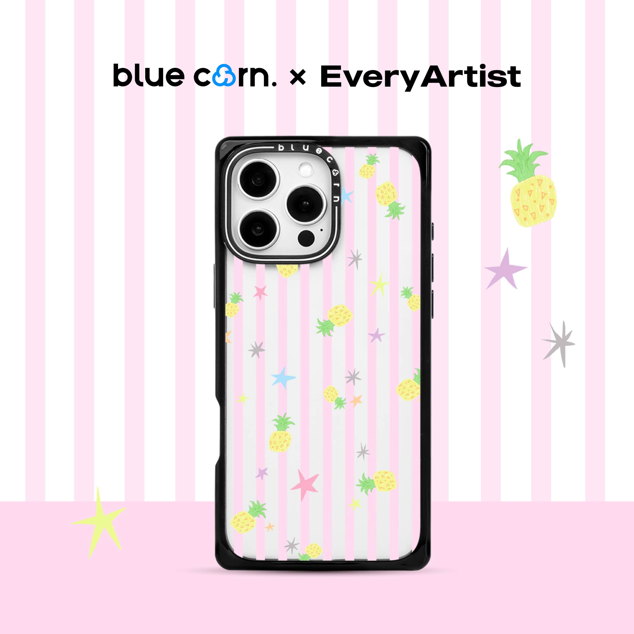 【bluecorn】蓝色苞米新款菠萝星星适用于iPhone 17/16/15PRO/MAX magsafe镜面磁吸防摔手机壳全包保护套