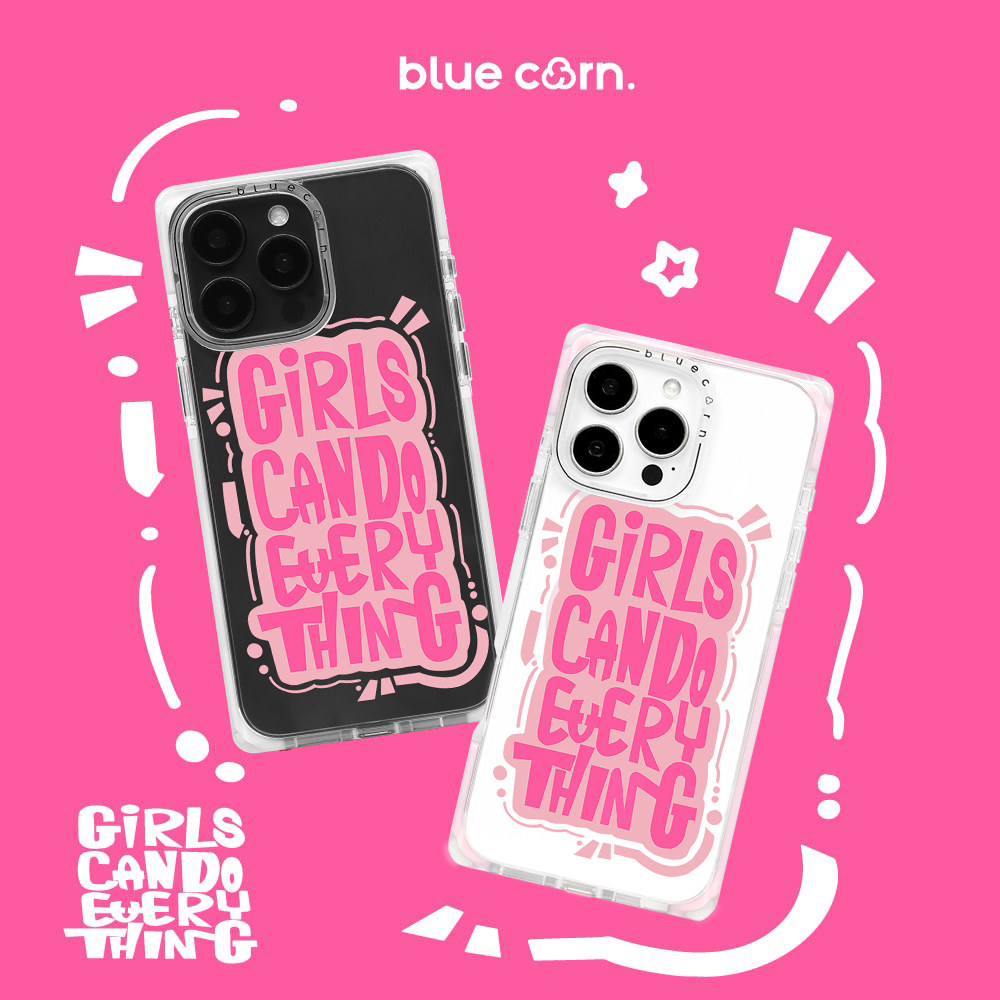 【bluecorn】蓝色苞米女孩无所不能适用于苹果iPhone 17/16/15/pro/max粉色英文字母美好寓意镜面防摔手机壳,3C数码配件,手机保护套/壳,淘宝优惠券,粉丝福利购,淘宝优惠卷