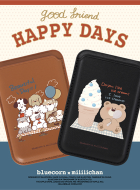 blue corn联名miiiiichan磁吸手机通用皮革卡包适用于magsafe苹果