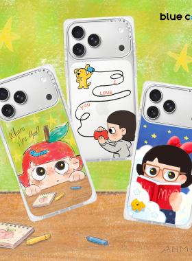 【bluecorn】蓝色苞米设计师阿毛红苹果系列适用于iPhone 17/16/15PRO/MAX magsafe镜面磁吸防摔手机壳保护套