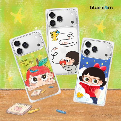【bluecorn】蓝色苞米设计师阿毛红苹果系列适用于iPhone 17/16/15PRO/MAX magsafe镜面磁吸防摔手机壳保护套
