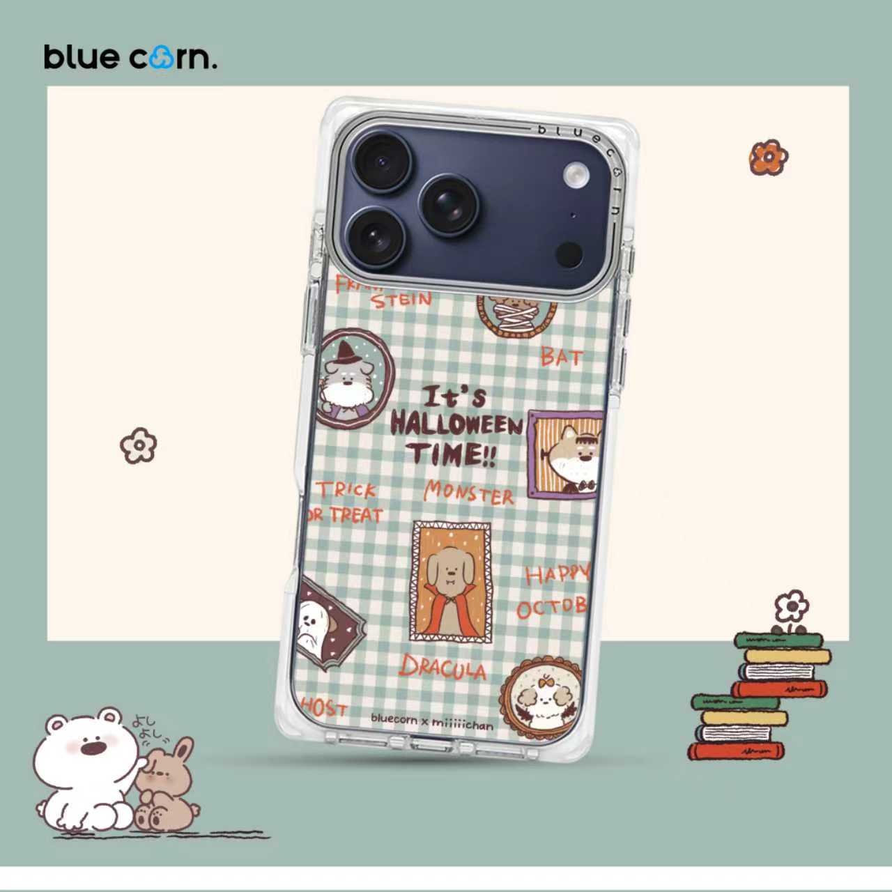 【bluecorn】蓝色苞米联名miiiiichan万圣节适用于iPhone 17/16/PRO/MAX 15magsafe磁吸防摔手机壳卡通保套