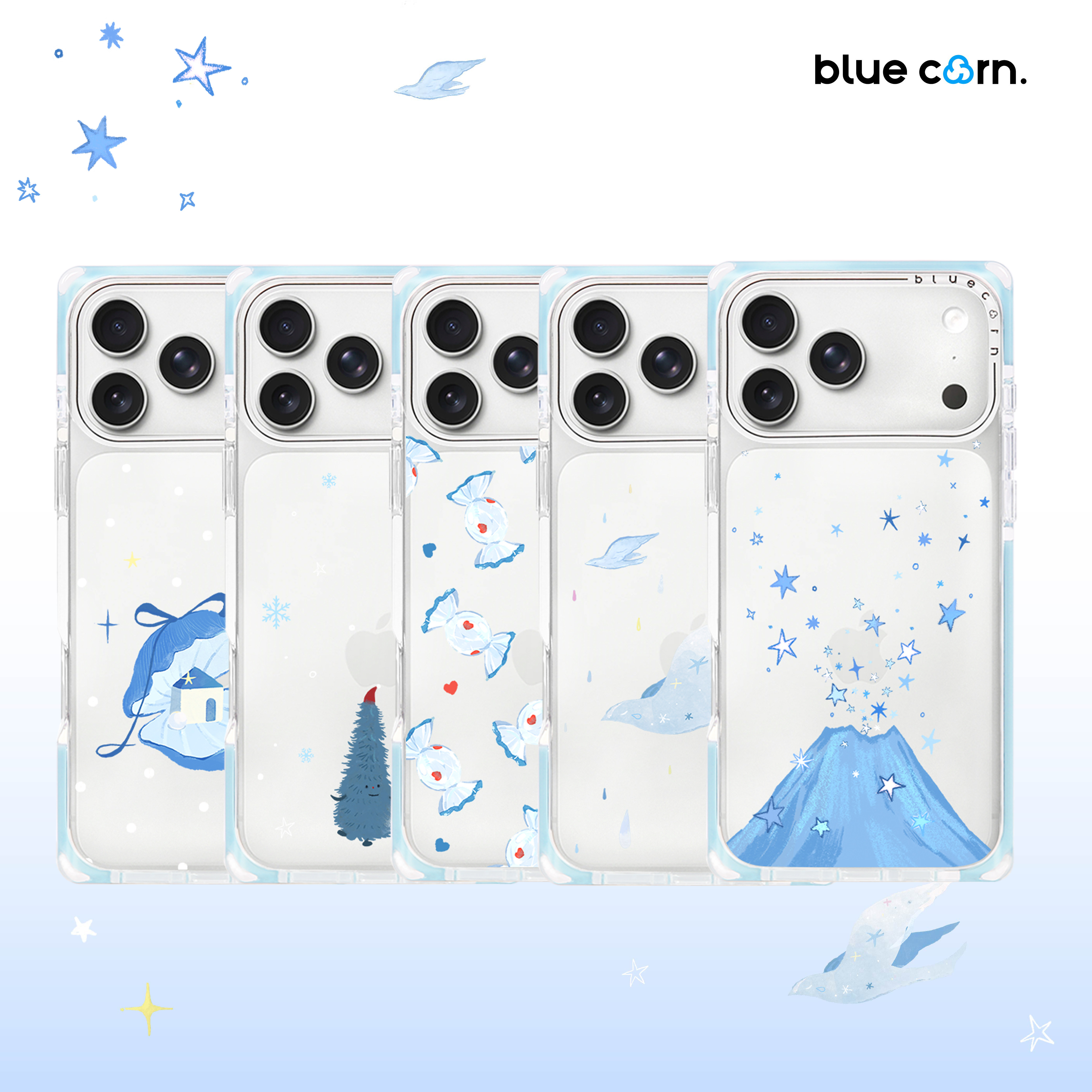 【bluecorn】蓝色苞米海盐布丁蓝色主题系列方形直角边手机壳