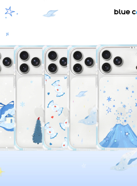 【bluecorn】蓝色苞米海盐布丁蓝色主题系列方形直角边手机壳适用于iPhone 17 16 PROMAX磁吸magesafe保护套