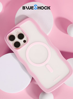 【blueshock】蓝色苞米旗下简约净版粉色波浪磨砂手机壳适用于苹果iPhone 15 PRO MAX magsafe磁吸防摔保护套