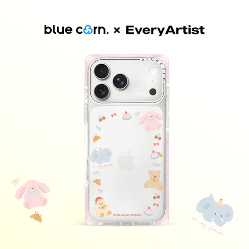 【bluecorn】蓝色苞米原创奶熊小象贴纸适用于iPhone 17/16/15 PROMAX magsafe镜面磁吸防摔全包手机壳保护套