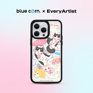 15PROMAX 蓝色苞米联名purrpurr音乐pipi适用于iPhone17 magsafe镜面磁吸防摔手机壳保护套 bluecorn