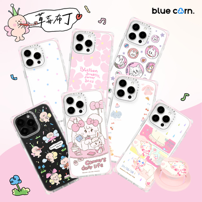 【bluecorn】蓝色苞米原创 草莓布丁方形直角边手机壳适用于iPhone 16/15/PROMAX magsafe磁吸防摔全包保护套