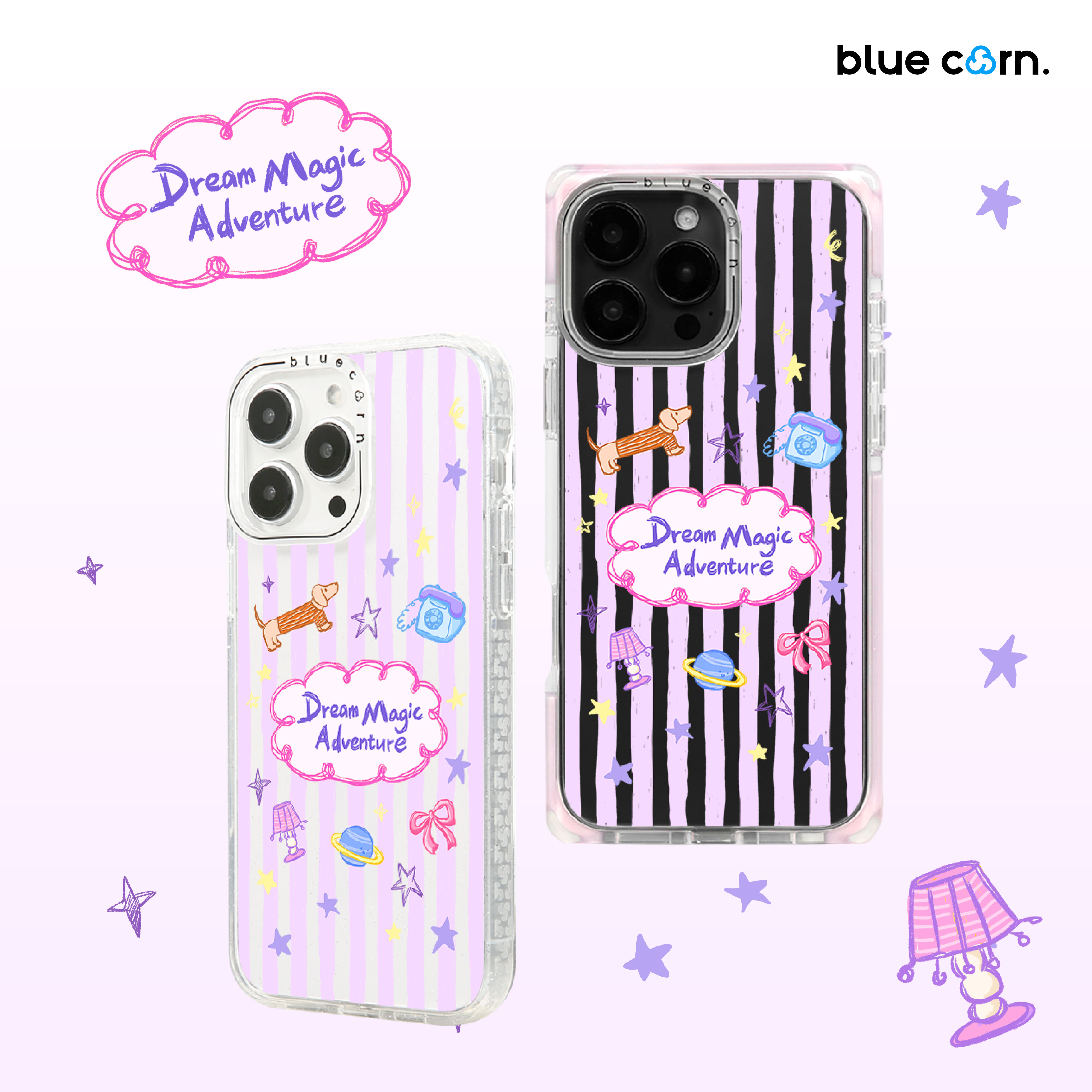 【bluecorn】蓝色苞米原创紫色涂鸦适用于iPhone 16/15/14PRO/MAX magsafe镜面磁吸防摔全包卡通手机壳保护套
