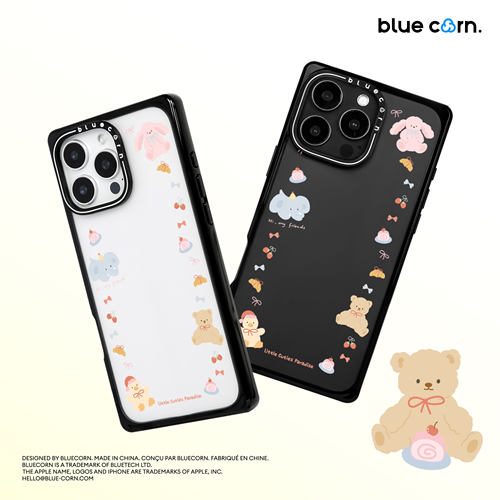 【bluecorn】蓝色苞米原创奶熊小象贴纸适用于iPhone 18/17/16/15 PROMAX magsafe磁吸防摔全包手机壳保护套