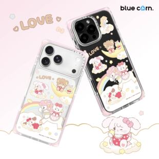 bluecorn 15PRO 蓝色苞米联名mikko新年快乐适用于iPhone MAXmagsafe镜面磁吸防摔手机壳全包保护套