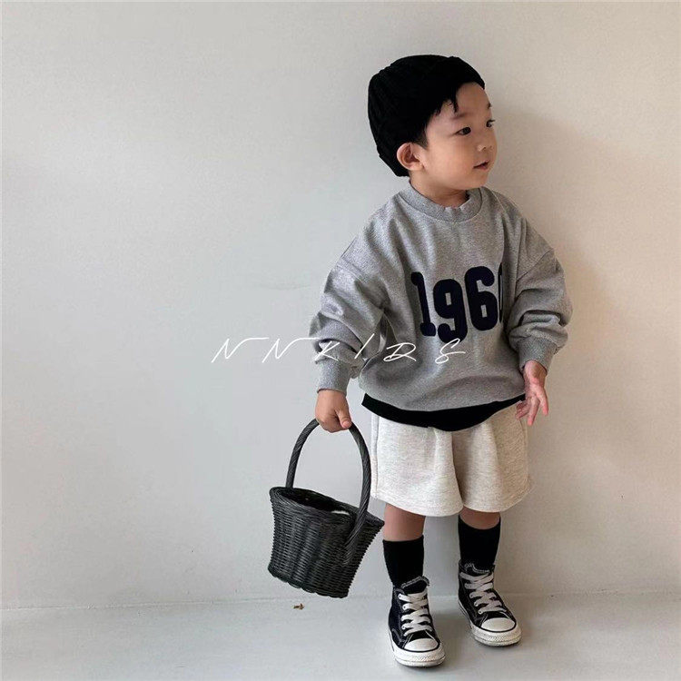 NNKIDS韩国进口正品童装代购男女童儿童学院风数字1960套头卫衣