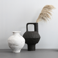 黑色日式侘寂居家风陶瓷花瓶UYA摆件样板房客厅博古架装饰品间软