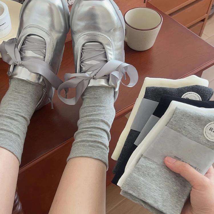 袜子女中筒袜春秋白色堆堆袜棉袜