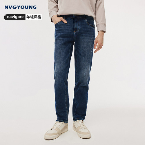 Navigare时尚微弹直筒牛仔裤
