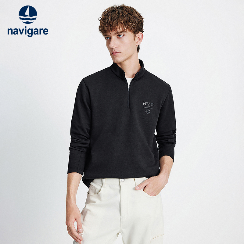 Navigare半拉链领通勤长袖T恤