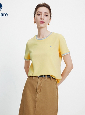 [防蚊]Navigare意大利小帆船黄色短袖T恤女2026夏季圆领套头体恤