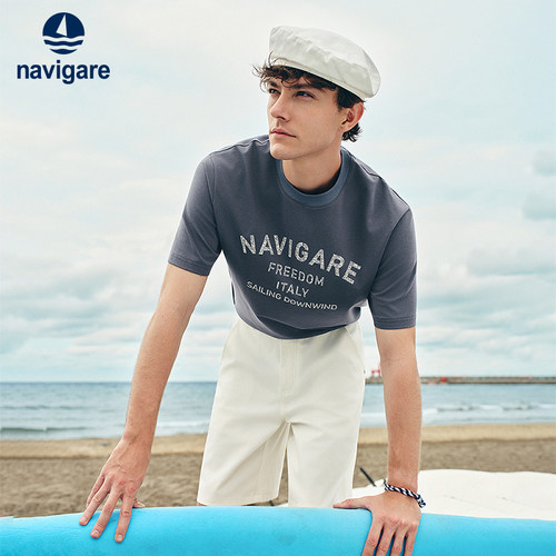 Navigare防晒宽松圆领短袖T恤