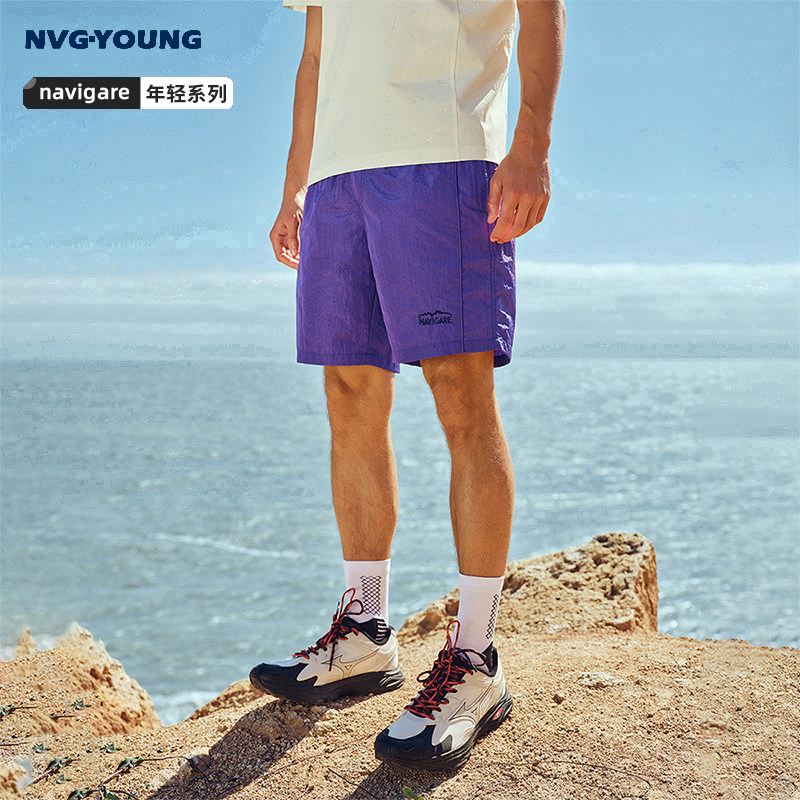 Navigare意大利小帆船紫色时尚休闲短裤男2026夏季轻薄户