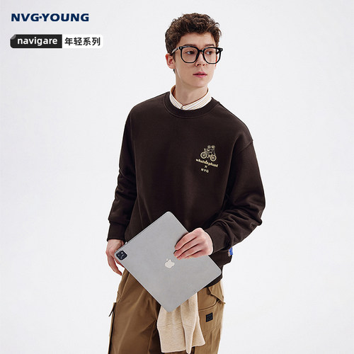 Navigare加绒圆领套头卫衣