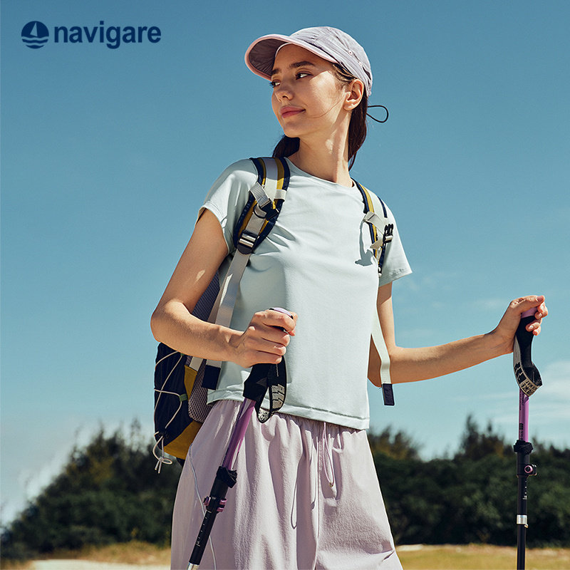 Navigare意大利小帆船修身圆领短袖T恤女2026夏季户外轻