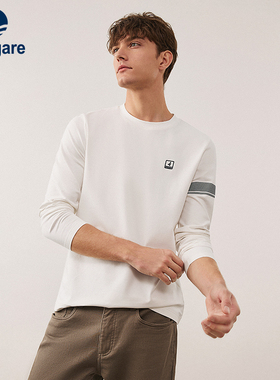 [磨毛]Navigare意大利小帆船秋季白色莫代尔t恤男长袖圆领体恤