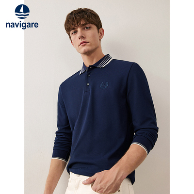 Navigare秋季磨毛长袖POLO