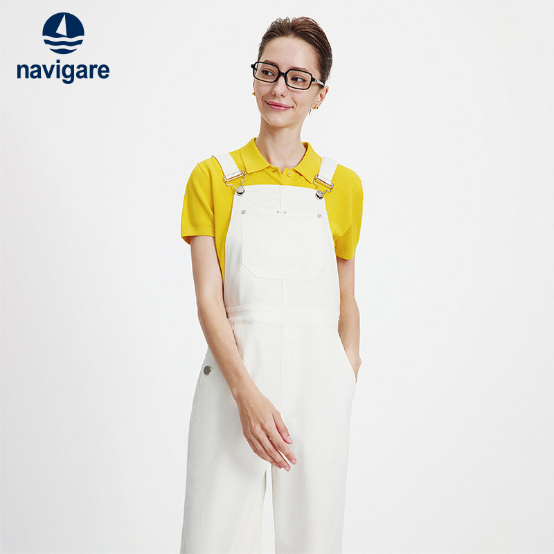 [三防]Navigare意大利小帆船白色背带牛仔裤女2026春夏